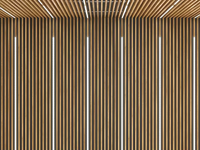 Modern Interior Wooden Vertical Slats Wall Decor With LED Strip Lights 3d model