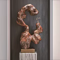 Decorative Ornament Set Featuring Natural Curved Design And Striped Pedestal For Home Decor