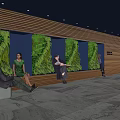 Modern Beauty Hair Salon Waiting Area With Living Plant Wall Wooden Decor And Marble Floor