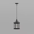 Lantern Shaped Pendant Light With Metal Frame Glass Shade Chain Hanging Illuminated Bulb