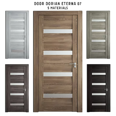 Different Styles of Swing Doors with Wooden Design and Glass Panels in Various Colors 3d model