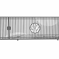 Metal Fence Design With Vertical Bars Circular Center And Side Panels