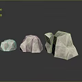 White Stones With Different Sizes Shapes And Polygonal Texture On Black Smooth Surface With Reflections 3d model