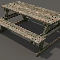 Rustic Wooden Outdoor Dining Table Set With Bench Seats And Classic Design