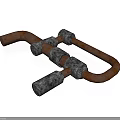 Rusty Metal Pipes With Gray Stone Wrapped Sections Industrial Decorative Elements
