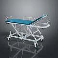 Mobile Medical Stretcher Bed With Blue Mattress White Frame And Wheels