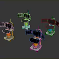 Colorful Interactive Robots With Multiple Screens And Mechanical Arms For Service 3d model