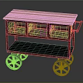 Industrial Style Mobile Cart With Wooden Top Metal Wire Shelves And Wheels