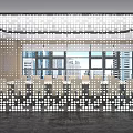 Modern Conference Room Interior With Perforated Partition Meeting Tables And City View Windows