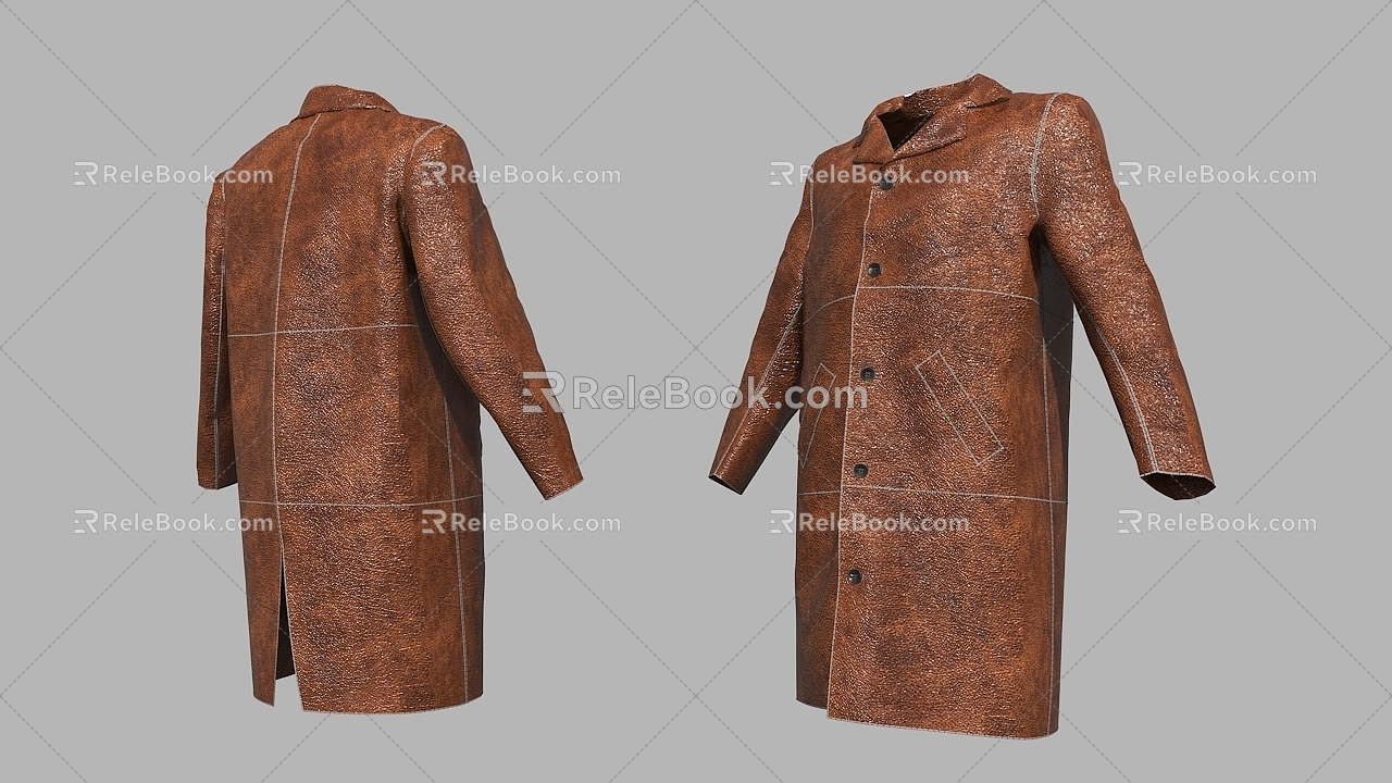 Long-sleeved leather clothing 3d model