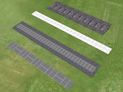 Garden Ornamental Paving Designs Featuring Various Patterns On Green Lawn 3d model