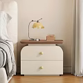 White Bedroom Bedside Table With Two Drawers Wooden Top Yellow Lamp And Decor