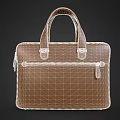 Elegant Brown Leather Briefcase With Top Handles Zipper And Functional Compartments 3d model