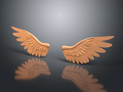 Copper Colored Wing Shaped Wall Decor For Home Interior Decoration 3d model
