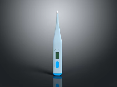 Essential Digital Thermometer For Daily Use With White Body Blue Button And Digital 3d model