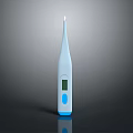 Essential Digital Thermometer For Daily Use With White Body Blue Button And Digital 3d model