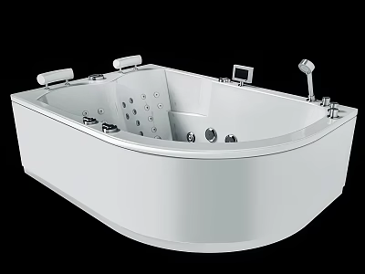 Modern White Whirlpool Bathtub With Massage Jets Faucet And Control Panel 3d model