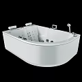Modern White Whirlpool Bathtub With Massage Jets Faucet And Control Panel