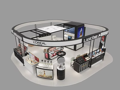 LOREAL Specialty Store with Curved Booth and Cosmetics Display Counters 3d model