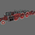 Vintage Train Mechanical Chassis With Red Gray Large Wheels And Detailed Components