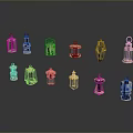 Decorative Lanterns With Various Designs Pink And Blue Colors And Stylish Structures
