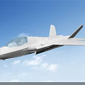White Modern Fighter Jet Flying In Clear Blue Sky With Clouds
