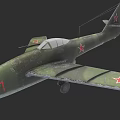 Vintage Fighter Jet with Camouflage Paint Red Star Insignia Number 01 on Wings and Fuselage