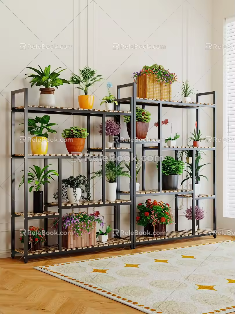 Flower Rack Storage Rack Balcony Flower Shelf Living Room Floor-standing Multi-layer Potted Plant Fleshy Flower Rack Plant Pot Rack 3d model