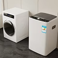White Washing Machine And Dryer With Black Panel In Modern Indoor Setting 3d model
