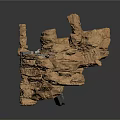 Golden Layered Rock Structure With Scenic Decorative Elements And Small Models