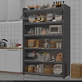 Large Capacity Kitchen Sideboard Cabinet With Frosted Glass Doors Organize Kitchenware And Small Kitchen Appliances