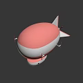 Pink And White Striped Airship With Propeller Gondola And Tail Fin Design