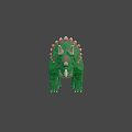 Green Plastic Triceratops Dinosaur Model With Red Spiked Head And Back