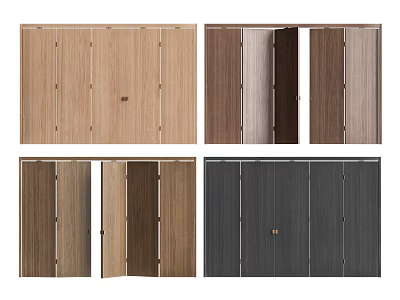 Folding Doors In Various Styles Materials And Open Closed States 3d model