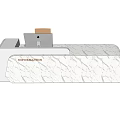 White Reception Desk With Marble Texture And Wooden Accessory Featuring Presentation Lettering 3d model
