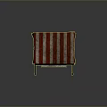 Single Chair With Red And White Striped Canopy Red Cushion Metal Frame And Small Basket