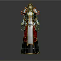 3D Elegant Fantasy Character Creature With Hooded Robe And Detailed Gold Blue Armor