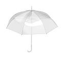 White Transparent Umbrella With Modern Design Clear Canopy And Curved Handle
