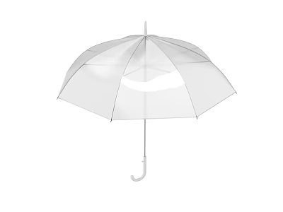 White Transparent Umbrella With Modern Design Clear Canopy And Curved Handle 3d model