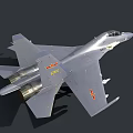 Modern Military Fighter Jet With Gray Body Red Markings Mounted Missiles And Cockpit