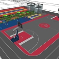 Modern indoor sports field fitness field children's basketball court 3d model