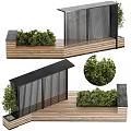 Roadside Facilities Featuring Wooden Platform Black Railings And Green Plants
