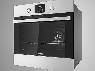 ZANUSSI Modern Silver Oven With Digital Display Control Knobs And Interior Rack Heating Element 3d model
