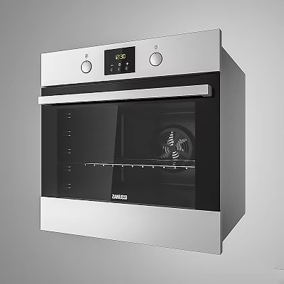 ZANUSSI Modern Silver Oven With Digital Display Control Knobs And Interior Rack Heating Element 3d model