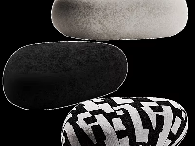 Modern Ottoman Collection with Light Gray Black and Geometric Pattern Designs 3d model