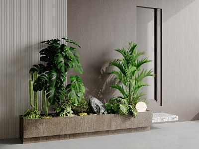 Modern plant pile plant combination flower bed tree pond landscape green plant model