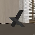 Modern Black Single Chair With X Shaped Legs In Interior Room Curtains And Blinds
