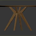 Round Wooden Table Furniture With Three Legged Design And Wood Grain Surface
