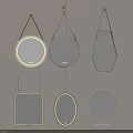 Modern Decorative Wall Mounted Mirrors With Various Shapes And Metal Frames 3d model
