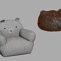 Bear Shaped Bean Bag Chairs Brown Beige Knitted Fabric Cute Comfortable For Kids Living Room